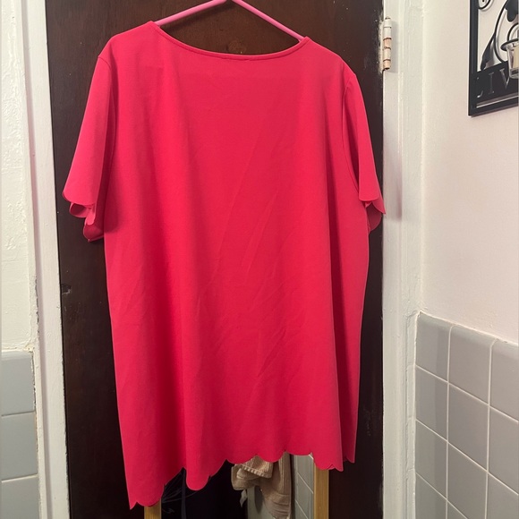 LAST CALL! Pink Short Sleeved Tee frm Jodiful, with scalloped sleeves and bottom - Picture 4 of 4